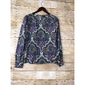 🔸J. Crew Paisley Multicolor Boat neck Top